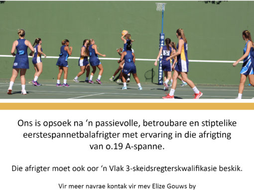 Netbalafrigter gesoek!